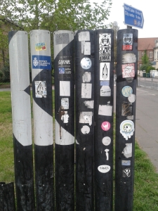 Like most other cities, stickers of all kinds are a common sight on the streets of Brighton.