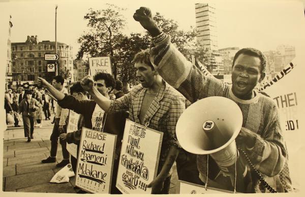 Protests in London highlight the city's place in local, nation, and international networks (Source: City of London Anti-Apartheid Group). 