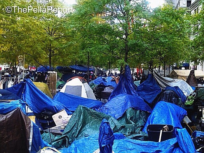 Michael’s photograph of the Zuccotti Park encampment in Mid-November, the week before the eviction (Source: Michael P. Pellagatti).
